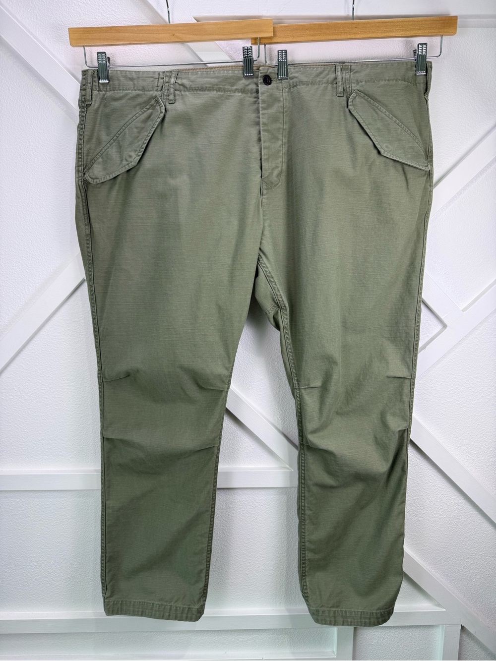 The J Peterman Company Olive Green Military Utility Pants Straight Leg Size 48